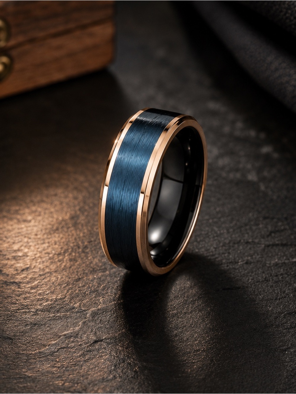 Black & Gold Stainless Steel Band Ring | Men’s Wedding Band Style | Minimalist